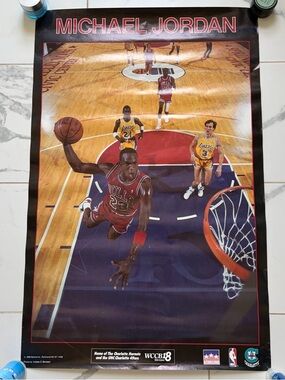 Vintage 1988 Chicago Bulls Michael Jordan Starline Poster 22 x 35 Black Red Dunk